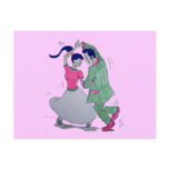 lets all do the twist swing dancers postcards