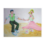 lets all do the twist swing dancers postcards