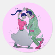 lets all do the twist swing dancers round stickers