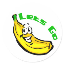 Lets Go Bananas Round Stickers