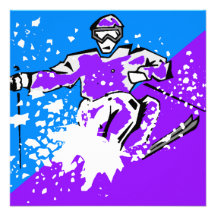 "LET'S GO SKIING" modern style skiing Invitation