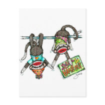 Let's Hang Out - Sock Monkeys Postcards