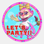 LET'S PARTY!! Birthday Stickers with Pinky