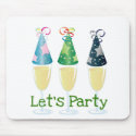 LET'S PARTY CHAMPAGNE PARTY HATS PRINT mousepads