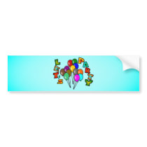 Let's Party With Balloon Bouquets, Multi-Colour Bumper Sticker