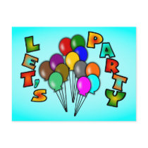 Let's Party With Balloon Bouquets, Multi-Colour Postcard