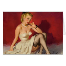 Lets Play a Game - Retro Pinup Girl Greeting Cards