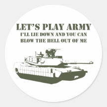 Let's Play Army Round Sticker