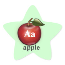 Letter A apple star Stickers