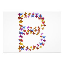Letter B of colourful butterfly graphics Personalised Invitation