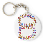 Letter B of colourful butterfly graphics keychains