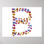 Letter B of colourful butterfly graphics posters