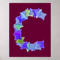 Letter C, Blue seaglass mosaic squares