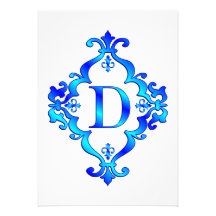 Letter D Blue Custom Invitations