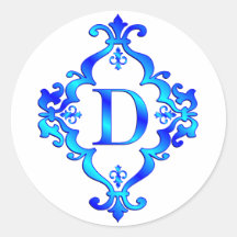Letter D Blue Round Sticker