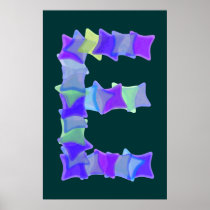 Letter E, Blue seaglass mosaic squares
