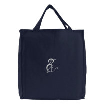 Letter E Fancy Monogram Embroidered Bag
