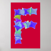 Letter F, Blue seaglass mosaic squares