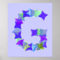 Letter G, Blue seaglass mosaic squares