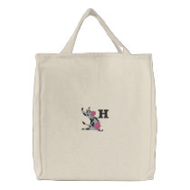 Letter H Cow Monogram Embroidered Shirt Embroidered Tote Bag