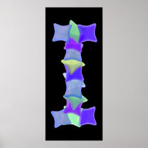 Letter I, Blue seaglass mosaic squares