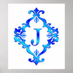 Letter J Blue posters