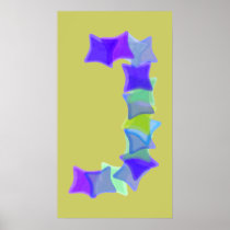 Letter J, Blue seaglass mosaic squares