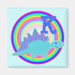 Letter K Blue Dinosaur Stegosaurus Fridge Magnet