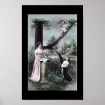 LETTER K - Vintage Monogram Alphabet Postcard Art Poster