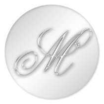 Letter M script initial faux silver monogram favou
