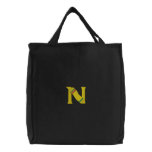 Letter N Beach Towel Monogram Embroidered Bag