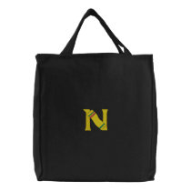 Letter N Beach Towel Monogram Embroidered Bag