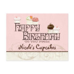 Letter N Happy Birthday Cupcake Business Postcard