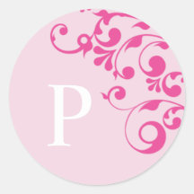 Letter P Monogram Pink Wedding Envelope Seals Sticker