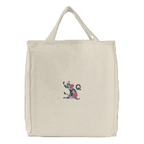 Letter Q Cow Monogram Embroidered Bag