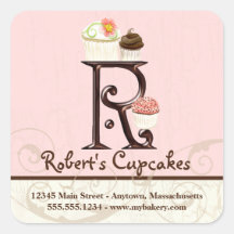Letter R Monogram Cupcake Logo Business Stickers