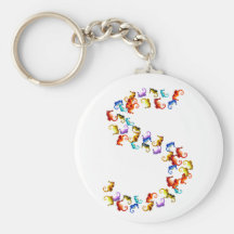 Letter S made out of colourful seahorse graphics Key Chain