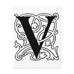 Letter V Monogram postcards