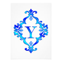 Letter Y Blue Invitation