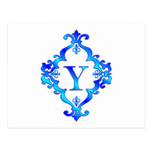 Letter Y Blue Post Card