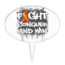 Leukemia Fight Conquer and Win Cake Pick
