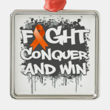 Leukemia Fight Conquer and Win Christmas Tree Ornament