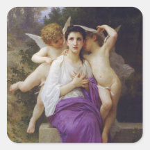 Leveil Heart by William-Adolphe Bouguereau Square Stickers