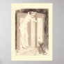 Leveque Art Nouveau Nude Playing with a Cat Poster