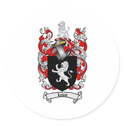 Lewis Family Crest - Lewis Coat of Arms Round Sticker by heraldics
