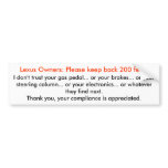 Lexus, keep back bumper stickers