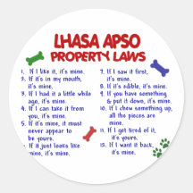 LHASA APSO Property Laws 2 Round Sticker