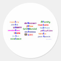 Liberal Moral Values Round Stickers