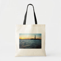 Liberty at sunset canvas bags