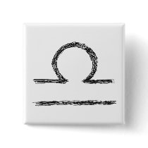 Libra. Zodiac Astrology Sign. Black. Buttons
